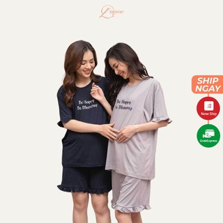 Đồ bộ bầu sau sinh (B03) thiết kế cho bé ti chất  cotton thấm hút sữa, mồ hôi by LAMME