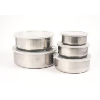 Bộ 5 hộp inox kèm nắp nhựa đựng thức ăn tủ lạnh