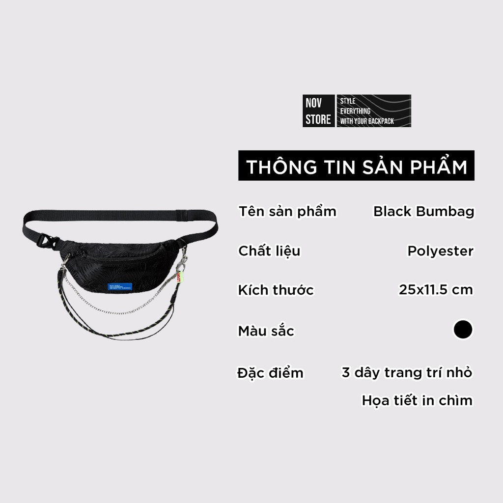 Túi bao tử Black Bumbag [Ảnh thật 100%] chính hãng Inflation vải Polyester chất lượng cao với họa tiết bắt mắt -novstore