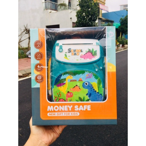 Đồ chơi két sắt mini hình ô tô - két sắt thông minh cảm ứng vân tay