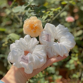 SIZE 12cm | Cột Tóc Scrunchies LỤA TRẮNG☁️ Vải Mịn ♡ CHERRYSUMMER