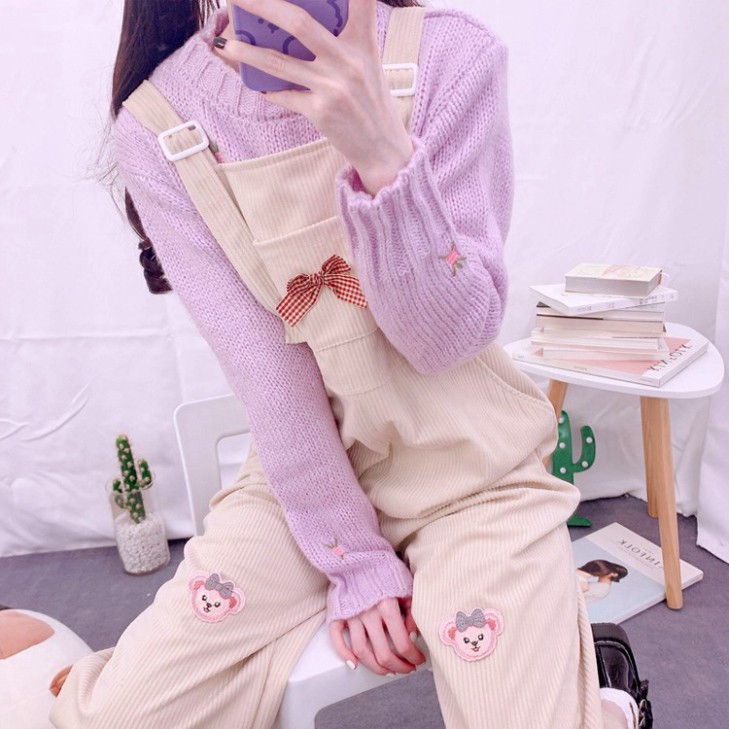 [ORDER TMALL 147 ] Quần Yếm Gân Tăm Túi Nơ Ngực Siêu Xịn | BigBuy360 - bigbuy360.vn