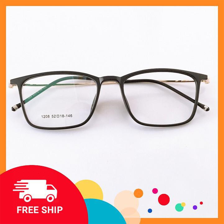 [Gía siêu rẻ] Gọng Kính vuông 1208 đã đeo là XINH -Nhận Cắt Mắt-Tặng kèm hộp+khăn+Chai nước lau kính