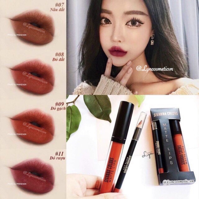 SET SON SIVANNA COLOR MATTE LIPS TẶNG CHÌ KẺ