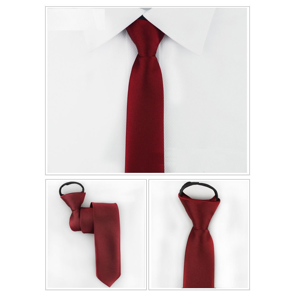 Cà vạt nam thắt sẵn giá rẻ lụa phi bóng bản nhỏ 5cm, Cravat phong cách Hàn Quốc - AdamZone