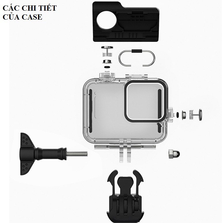 Case chống nước Gopro Hero 8 bằng nhựa mica trong suốt chống nước độ sâu lên tới 60m