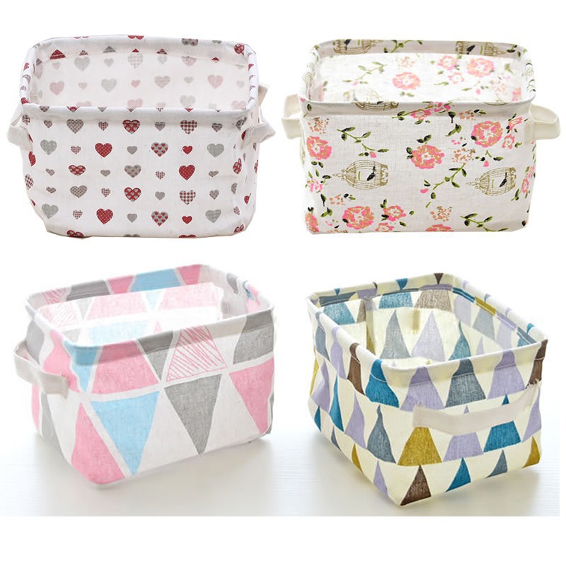 Giỏ vải đựng đồ mỹ phẩm đa năng size 20*16cm hoạ tiết nhẹ nhàng