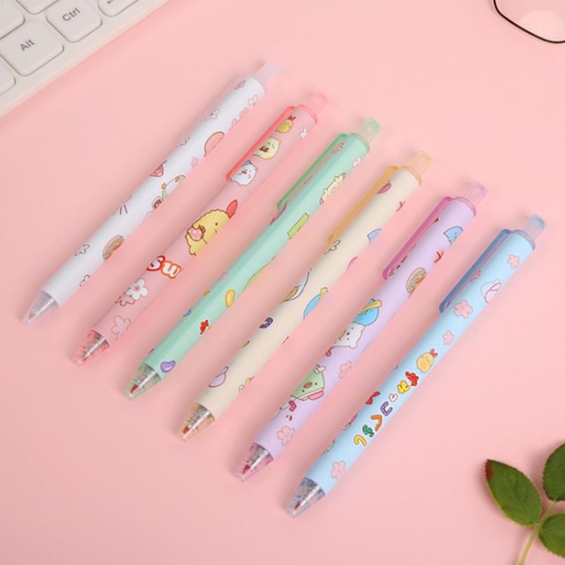 1 Bút gel Mực Đen Ngòi 0.5mm Dạng Nhấn Hình Hoạt Họa Đáng Yêu Cho Học Sinh