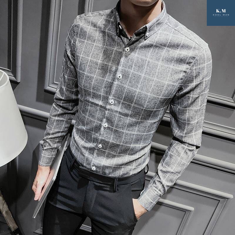 Áo Sơ Mi Nam Caro Dài Tay VẢI ĐŨI, Sơ Mi Nam Hàn Quốc Công Sở Chất Vải Đũi Bền ĐẸP, Thoáng Mát | BigBuy360 - bigbuy360.vn