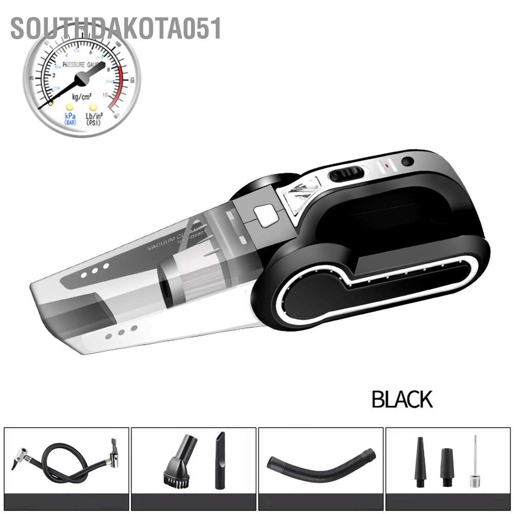 Máy hút bụi xe hơi đo áp suất lốp xe có đèn chiếu sáng công suất cao 4 trong 1 đa năng