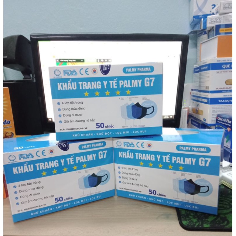 ✨[GIÁ HỦY DIỆT] Khẩu Trang Y Tế Palmy Pharma G7 4 Lớp Chống Khuẩn,Khẩu Trang Ngăn Bụi Mịn Cao Cấp Đi Mưa