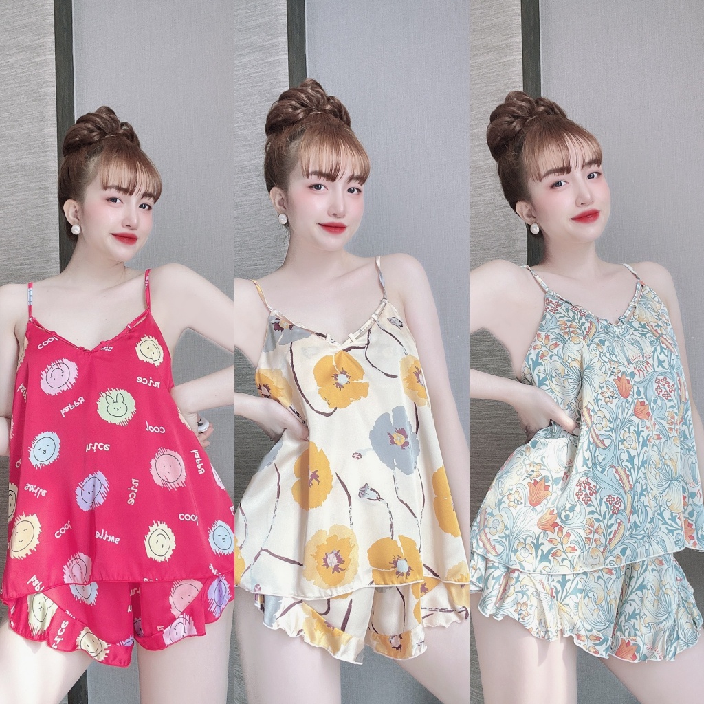 Đồ ngủ sexy 2 dây gợi cảm chất lụa latin mềm mát mặc ngủ thoải mái Freesize - Linqustore