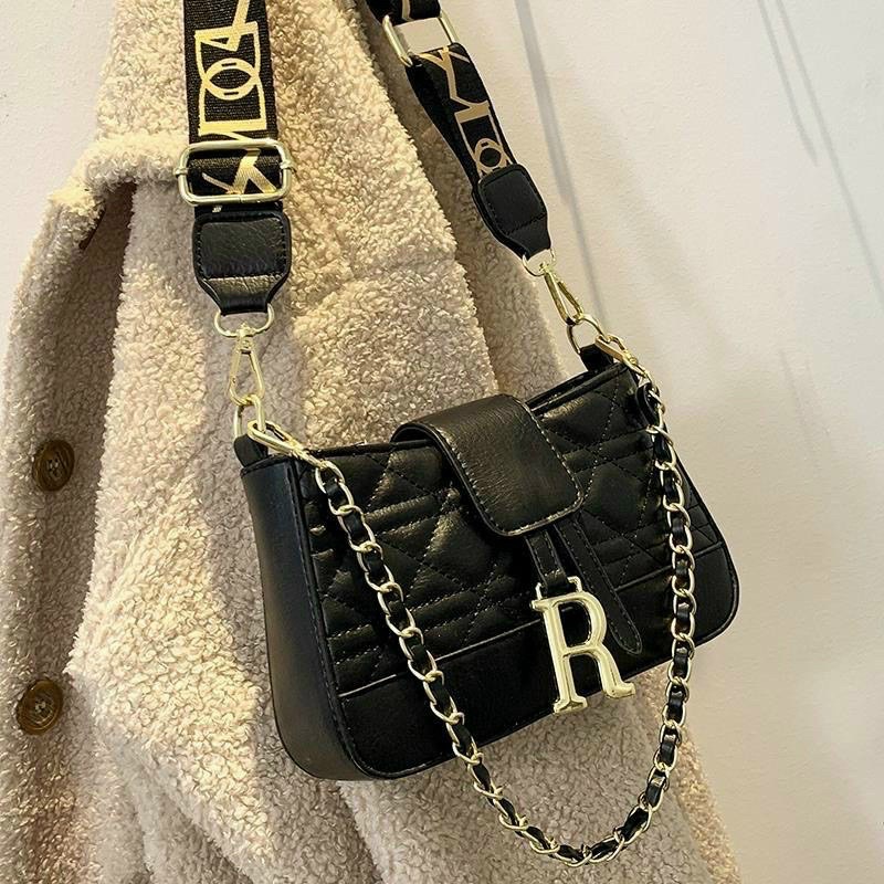 ❣️ FREESHIP ❣️ Túi Xách Nữ, Túi Kẹp Nách Chữ R Kèm Dây Đeo Bản To, Hoạ Tiết Trần Ô Cao Cấp