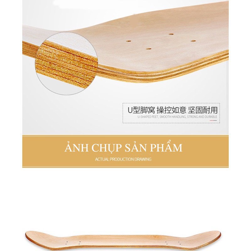 Deck Ván Trượt, Mặt Ván Trượt Skateboard Gỗ Phong Ép 7 Lớp