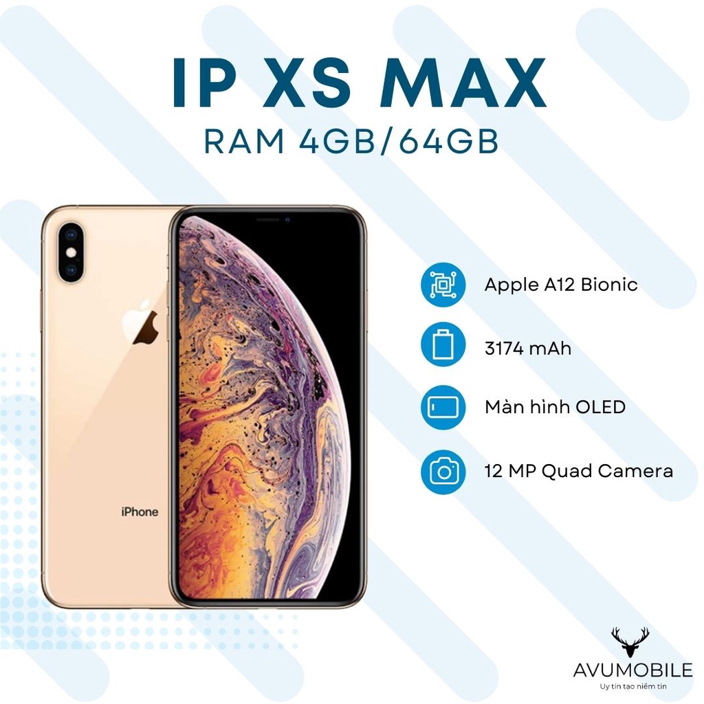 Điện thoại IP Xs Max quốc tế mĩ 64gb nguyên zin như mới