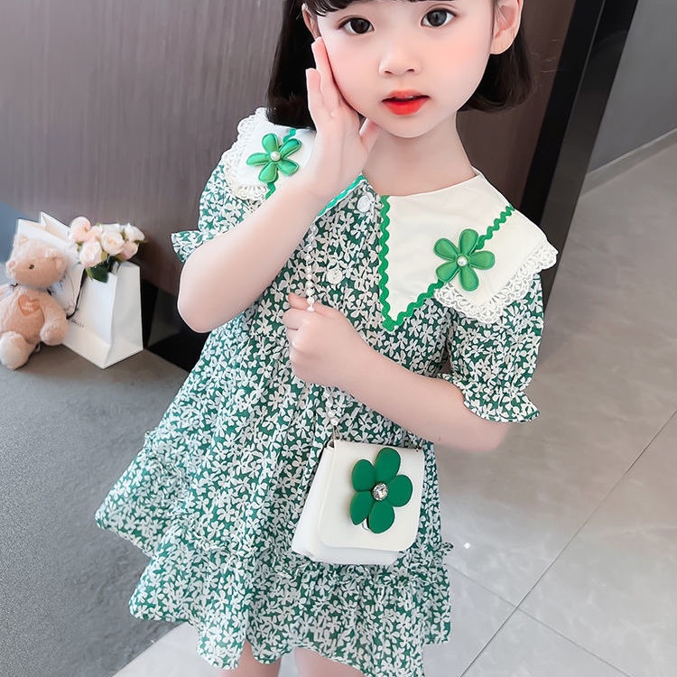 Đầm Công Chúa Họa Tiết Hoa Ngọt Ngào Thời Trang Mùa Hè Hàn Quốc 2022 Mới Cho Bé Gái