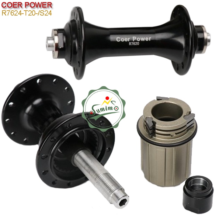 Đùm xe đap - Hub COER POWER R7624-T20/S24-100/130mm - Hub Cối thả 11 Speed bạc đạn - Chính hãng