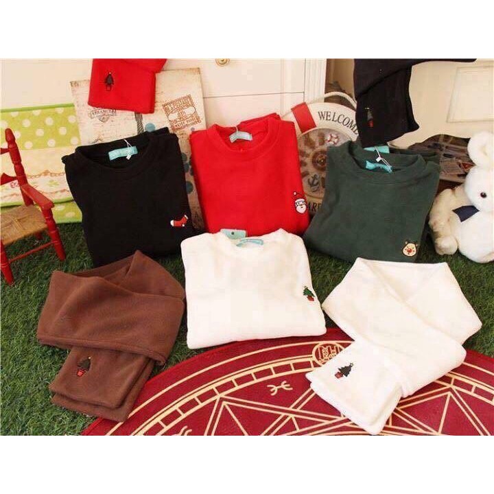 Áo sweater nỉ thêu icon Noel kèm tặng khăn (đen- đỏ- xanh rêu- trắng) | BigBuy360 - bigbuy360.vn