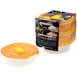 Bộ 3 hộp nhựa đựng thực phẩm 200ml, hộp nhựa tròn nắp có nút mở thoát khí, hàng Nhật. K691