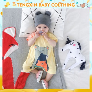Áo liền quần Tay Ngắn Chất Cotton Hoạ Tiết Hoạt Hình Cho Trẻ Sơ Sinh