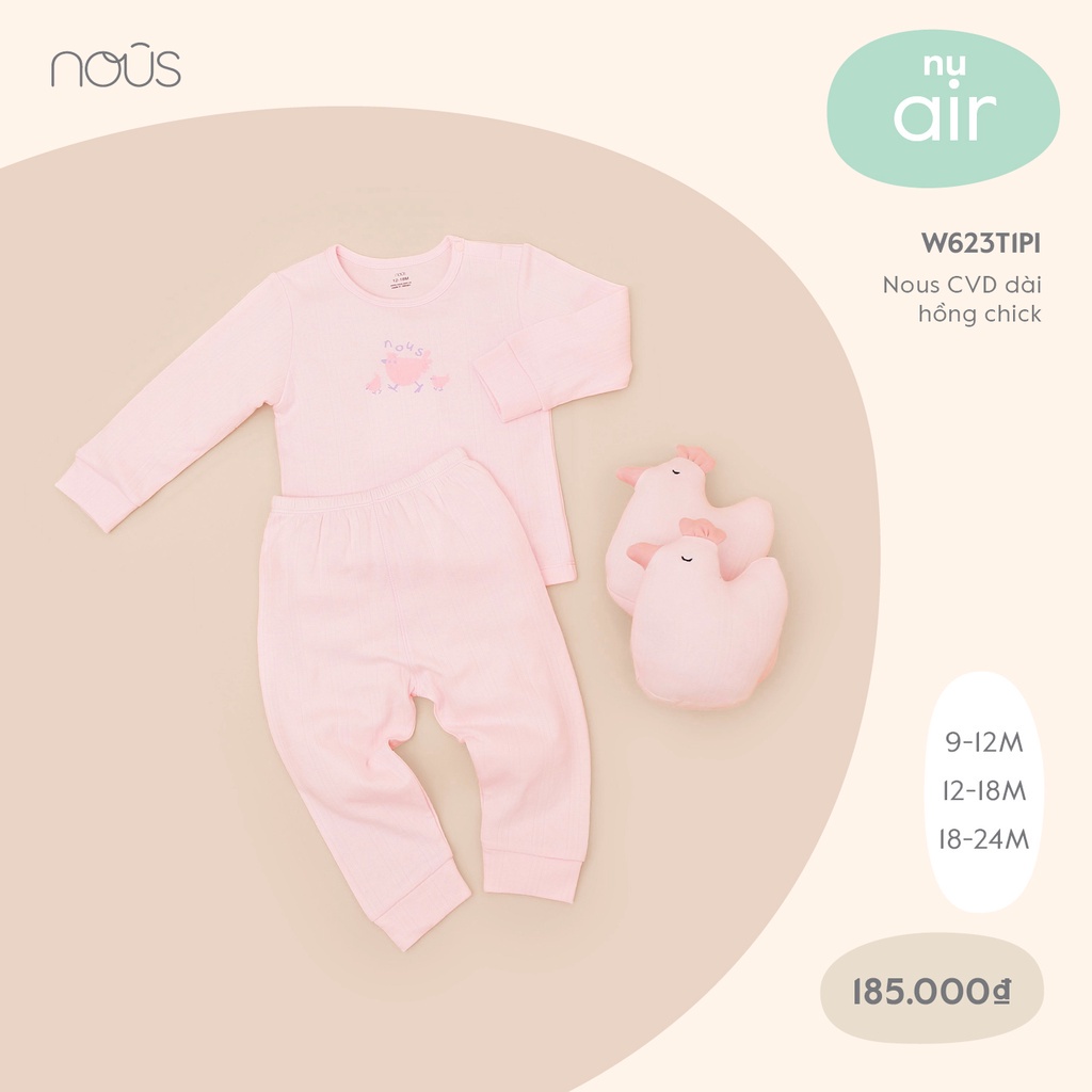 Áo Cài Vai Dài Hồng Chick Nous - Chất liệu Petit mềm mại cho bé từ 12 - 24 tháng tuổi