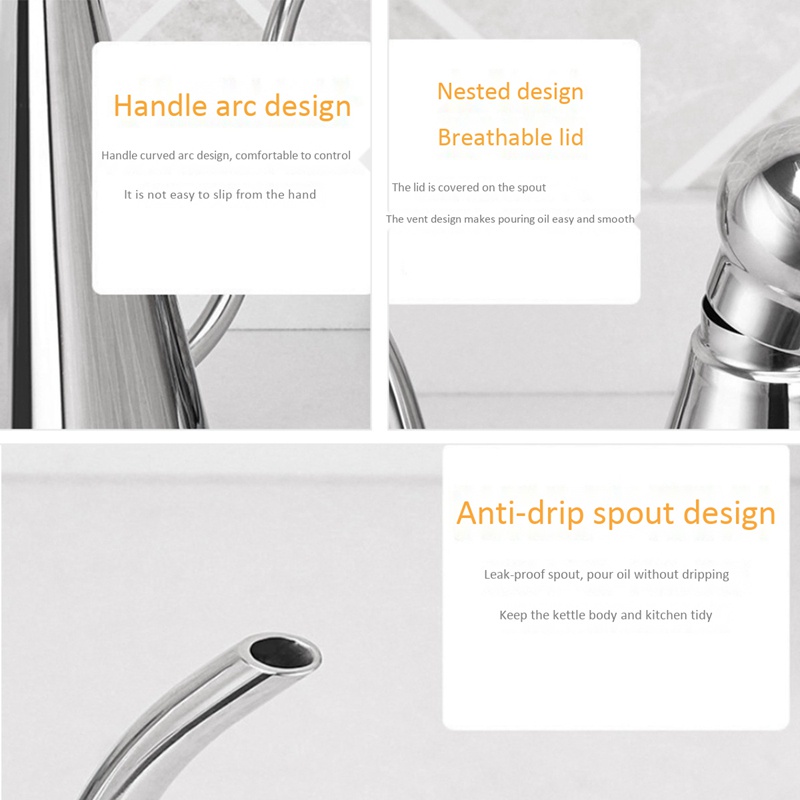 Bình Đựng Dầu Ăn / Giấm 350Ml Bằng Thép Không Gỉ Tiện Dụng