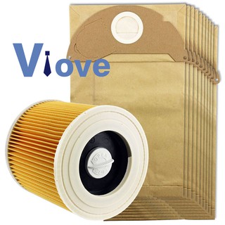 Set 10 túi lọc và tấm lọc cho máy hút bụi Karcher & Wd2