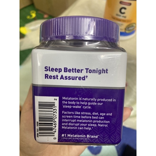 Kẹo gum hỗ trợ ngủ ngon Natrol Melatonin 10mg 90v