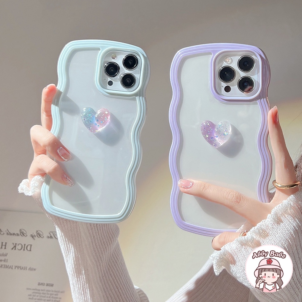 Ốp Điện Thoại TPU Mềm Chống Sốc Khung Gợn Sóng Hình Trái Tim Màu Gradient 3D Iphone 11 7Plus 13 12 11 Pro Max X XS 12 13 XR