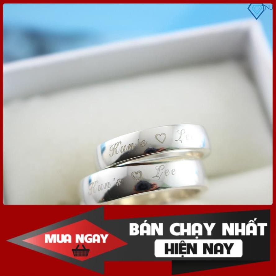 Nhẫn bạc trơn khắc tên, nhẫn đôi bạc trơn khắc tên theo yêu cầu ND0068 - Trang Sức TNJ