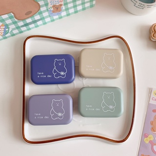 <24h Lô hàng> W&G   Hộp đựng kính áp tròng hoạt hình hộp chăm sóc di động