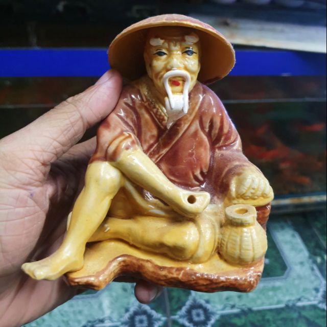 ÔNG CÂU CÁ TRANG TRÍ HỒ CÁ NON BỘ DÀI 9CM CAO 13CM