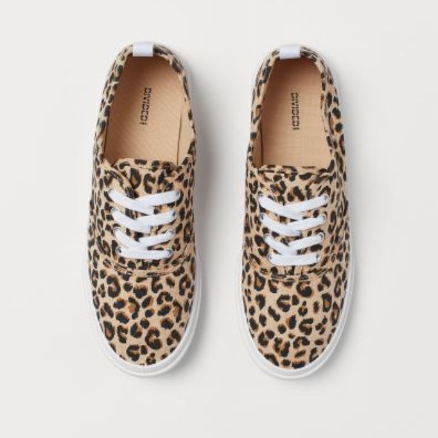 Giày H&M bệt đế bằng da beo size 37 auth