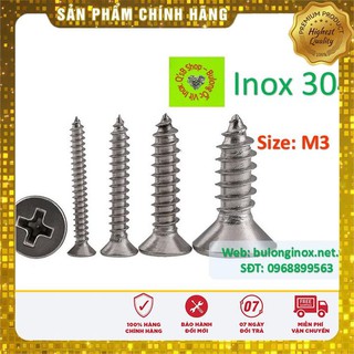 [HÀNG SẮN] Vít gỗ đầu bằng inox  size M3 DIN 7981C , vít gỗ đầu bằng, inox 304