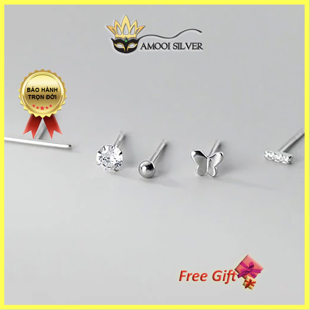 Bông tai bạc S925 unisex set 5 chiếc hình bướm - Amooi Silver AB196