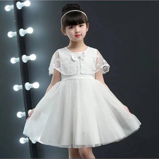 Đầm ren đính nơ bé gái
