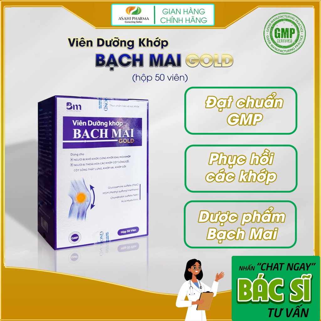 Viên Dưỡng Khớp BẠCH MAI GOLD - Hỗ trợ giảm đau khớp, khô khớp, phục hồi các khớp (Hộp 50 viên)