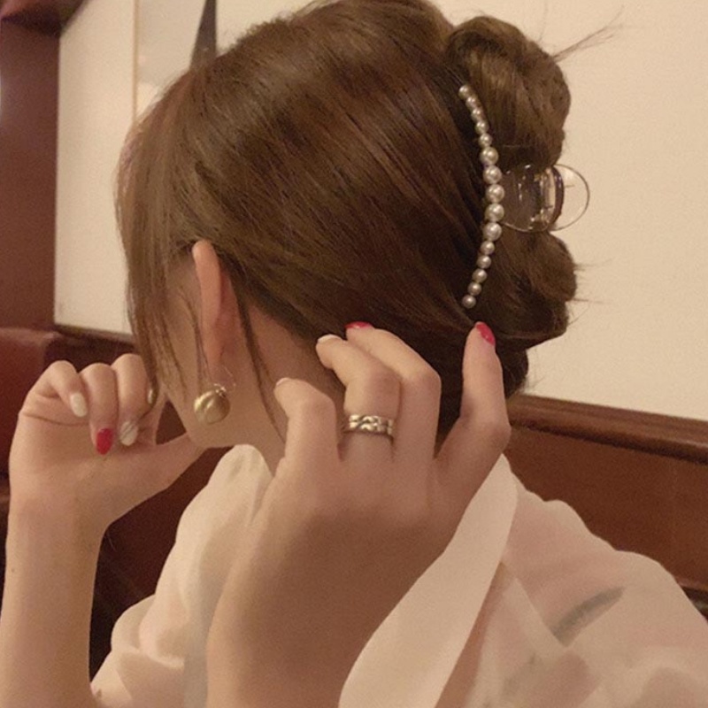 Kẹp tóc cá mập đính ngọc trai nhân tạo thời trang cho nữ