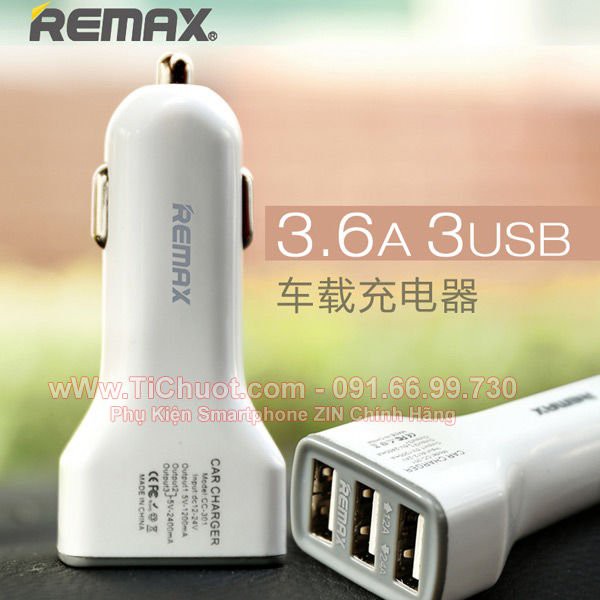 [Chính Hãng] Sạc xe hơi Remax 3 cổng USB 3.6A Chính Hãng