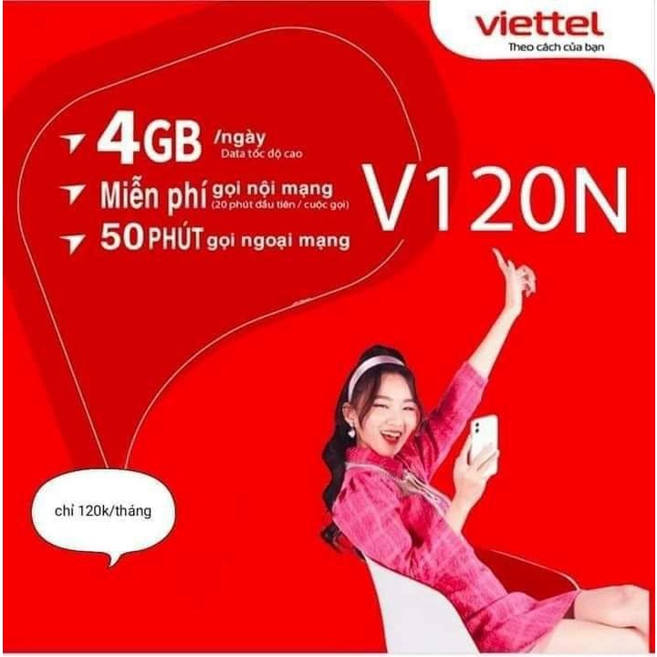 (SIÊU DATA)V120N_4gb/ngày_Sim số đẹp Viettel đuôi phát tài, phát lộc