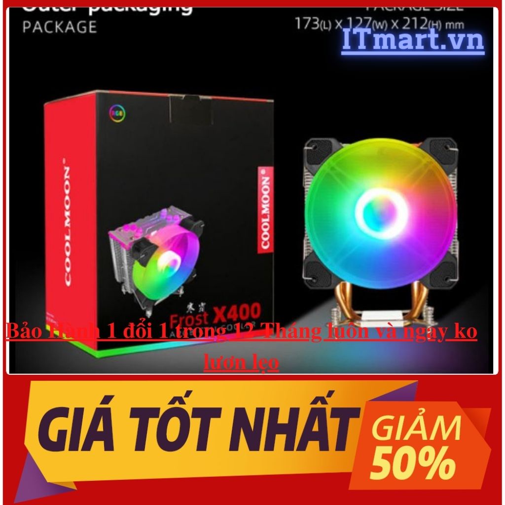 Quạt tản nhiệt CPU COOLMOON X400 Bộ tản nhiệt máy tính hỗ trợ CPU Inte và AMD- Led ARGB