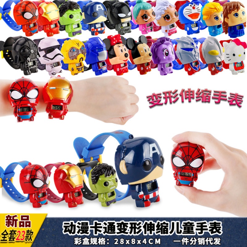 SUGE  Đồng Hồ Đeo Tay Biến Hình Hoạt Hình Mini Người Sắt Mickey Avengers Dành Cho Trẻ Em