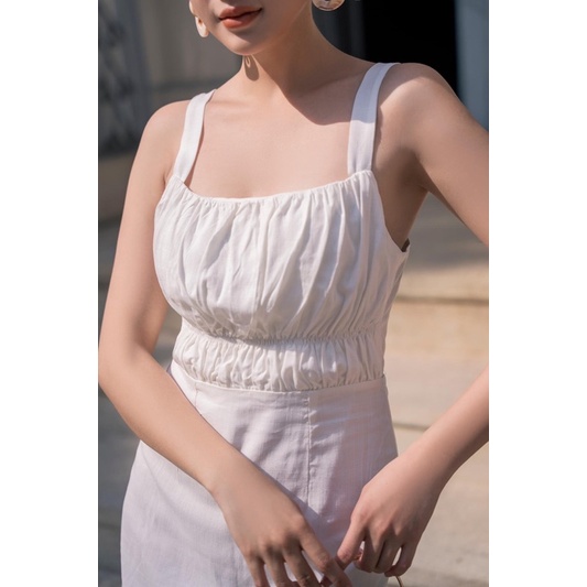 Ceci Cela - Đầm Dây Nhún Ngực Trắng Fani