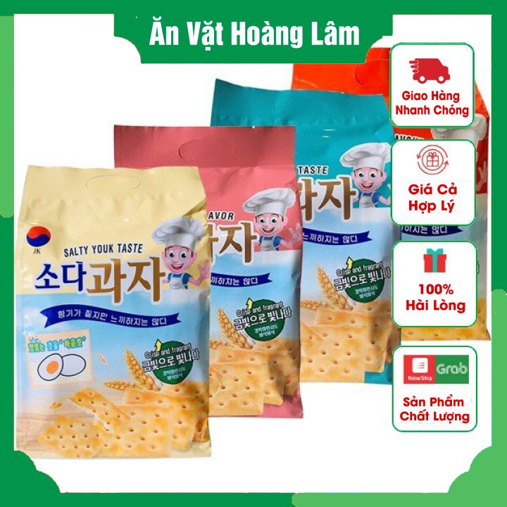 Bánh Quy Lạt Soda Cracker Healthy JK Hàn Quốc 420g Từ Bột Mỳ Nguyên Cám Phù Hợp Người Ăn Kiêng & Tiểu Đường