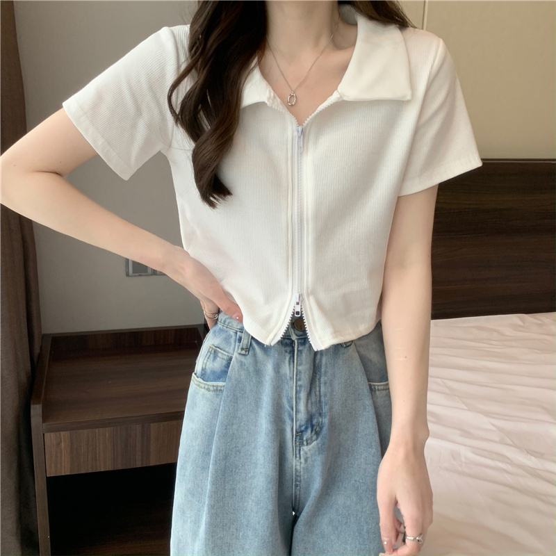 Áo croptop kiểu Hàn Quốc sexy tay ngắn form rộng APN020