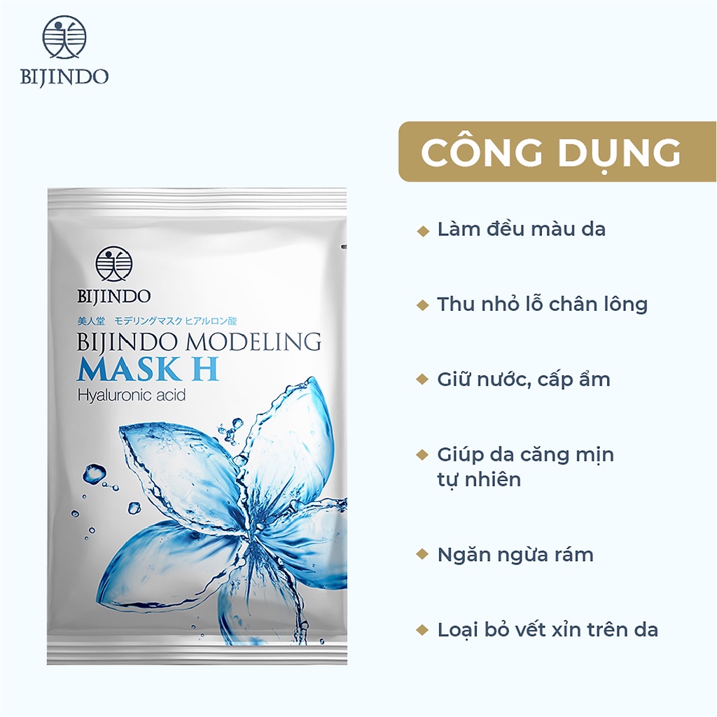 Combo 3 Mặt nạ dẻo làm trắng BIJINDO Modeling Mask H (Hyaluronic Acid), tăng cường oxy dưỡng ẩm, làm mịn da 120g