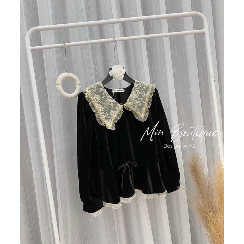 Áo nhung cổ ren tiểu thư bánh bèo 🔆🔆