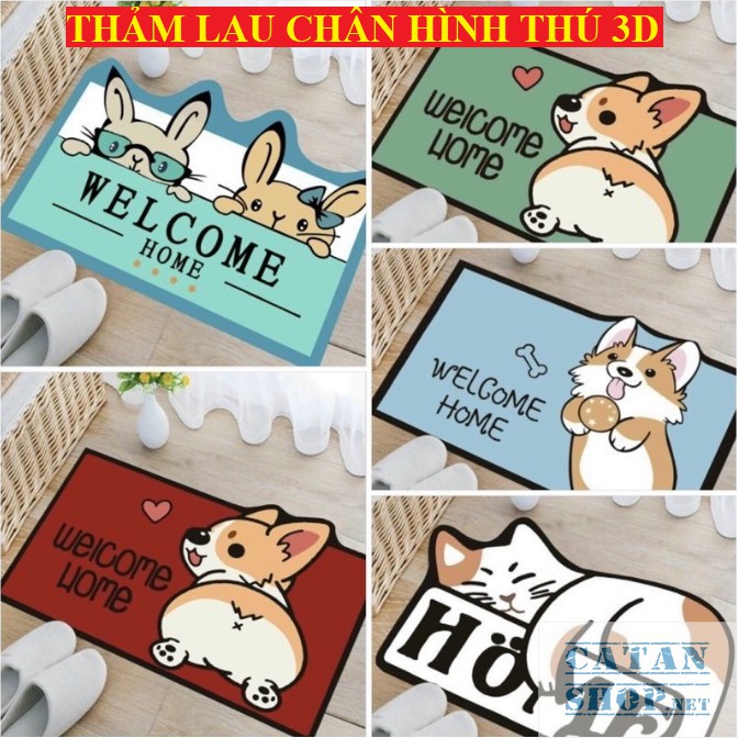 Thảm lau hoạt hình 3D, thảm dậm chân chống trơn trượt 50x85cm. Thảm chống trượt nhà tắm nhà vệ sinh GD481-THAM3D