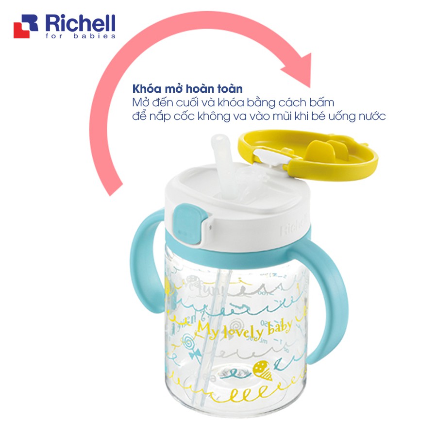 Cốc ống hút Richell-Nhật Bản-200ml