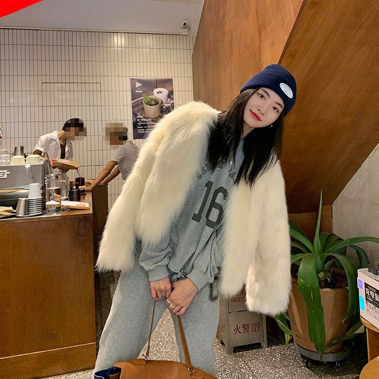 Imitation fox fur coat women's short style fashionable autumn and winter new fur coat all kinds of thin and cotton coat